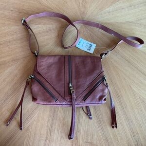 NWT Lucky Brand Cognac Tory Leather Crossbody Purse